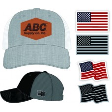 Richardson Snapback Trucker Cap with GENUINE LEATHER Patch WBLW112LPF - Add USA Flag Richardson Snapback Trucker Cap with GENUINE LEATHER Patch WBLW112LPF - Add USA Flag
